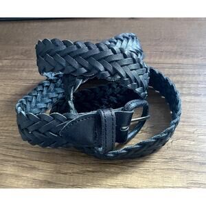 Black Leather Braided Belt - Size Large - 44 Inches